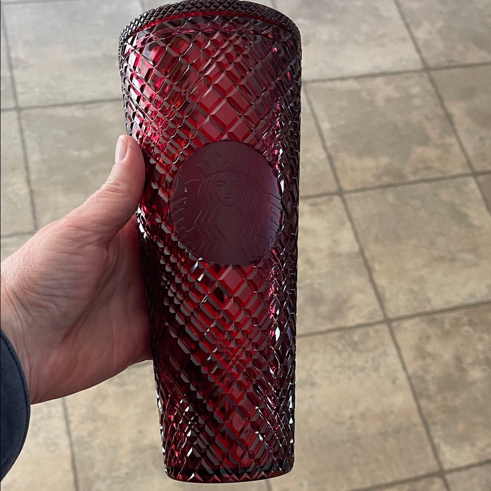 Starbucks Burgundy Faceted Tumbler